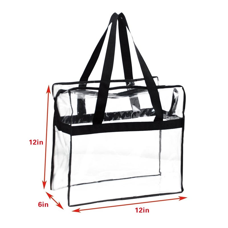 Clearworld 2 Pack Clear Tote Bag,Stadium Approved Security Clear Bag 12"Ã—12"Ã—6",Sturdy PVC Construction Zippered Top, Perfect for Work, School, Sports Games and Concerts - Image 4